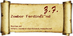 Zombor Ferdinánd névjegykártya